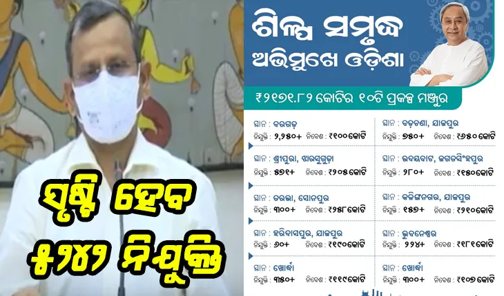 ଦକ୍ଷ ଶିଳ୍ପ ନୀତି ପାଇଁ ଓଡ଼ିଶା ପାଲଟିଛି ନିବେଶକଙ୍କ ପ୍ରଥମ ପସନ୍ଦ: ୨୧୭୧.୮୨ କୋଟି ଟଙ୍କାର ୧୦ ପ୍ରକଳ୍ପକୁ ମଞ୍ଜୁରୀ, ସୃଷ୍ଟି ହେବ ୫ ହଜାର ୨୪୨ ନିଯୁକ୍ତି ସୁଯୋଗ