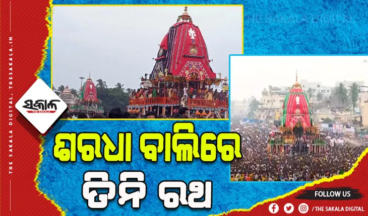 ଶରଧା ବାଲିରେ ତିନି ରଥ: ମହାପ୍ରଭୁଙ୍କୁ ରଥରେ ଦେଖି ଭାବବିହ୍ବଳ ହେଲେ ଭକ୍ତ