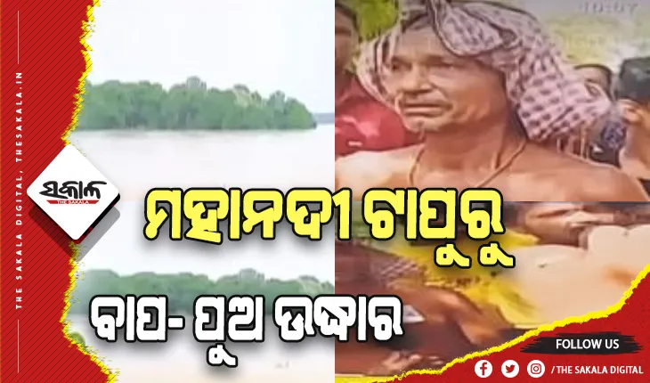ମହାନଦୀ ଟାପୁରେ ଫସି ରହିଥିବା ବାପ- ପୁଅ ଉଦ୍ଧାର