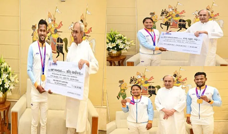 ସ୍ବର୍ଣ୍ଣ ପଦକ ବିଜେତା ହକି ତାରକା ଅମିତ ରୋହିଦାସ ଓ ବ୍ରୋଞ୍ଜ ପଦକ ବିଜେତା ଦୀପ ଗ୍ରେସ ଏକ୍କାଙ୍କୁ ସମ୍ବର୍ଦ୍ଧିତ କଲେ ମୁଖ୍ୟମନ୍ତ୍ରୀ