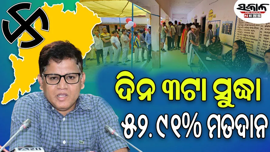 ଭୋଟ ଦେଉଛି ଓଡ଼ିଶା: ଦିନ ୩ଟା ସୁଦ୍ଧା ୫୨.୯୧% ମତଦାନ
