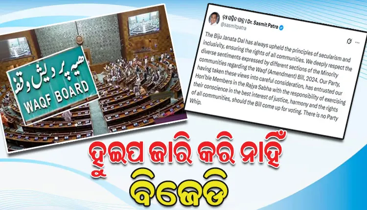 ୱାକ୍‌ଫ ସଂଶୋଧନ ବିଲ୍: ରାଜ୍ୟସଭାରେ ହୁଇପ ଜାରି କରି ନାହିଁ ବିଜେଡି