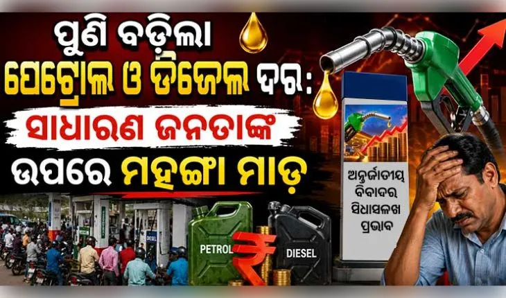 ପୁଣି ବଢ଼ିଲା ପେଟ୍ରୋଲ ଓ ଡିଜେଲ ଦର: ସାଧାରଣ ଜନତାଙ୍କ ଉପରେ ମହଙ୍ଗା ମାଡ଼