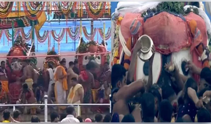 ଆରମ୍ଭ ହେଲା ଶ୍ରୀଜିଉଙ୍କ ଦିବ୍ୟ ସ୍ନାନ, ୧୦୮ ଗରା ସୁବାସିତ ଜଳରେ ସ୍ନାନ କରୁଛନ୍ତି ମହାବାହୁ 