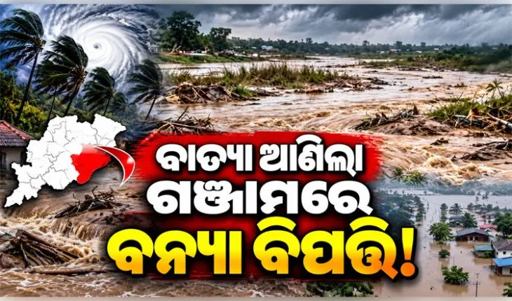ଗଞ୍ଜାମରେ ବନ୍ୟା ବିଭୀଷିକା: ବାତ୍ୟା ଅର୍ଣ୍ଣବ ପ୍ରଭାବରେ ଭୀଷଣ ବର୍ଷା ଯୋଗୁଁ ୨୨ଟି ବ୍ଲକରେ ଜଳବନ୍ଦୀ ପରିସ୍ଥିତି 