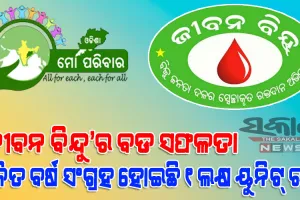 ଓଡ଼ିଶା-ମୋ ପରିବାର ‘ଜୀବନ ବିନ୍ଦୁ’ କାର୍ଯ୍ୟକ୍ରମ ମାଧ୍ୟମରେ ଚଳିତ ବର୍ଷ ସଂଗ୍ରହ ହୋଇଛି ‘୧’ ଲକ୍ଷ ୟୁନିଟ ରକ୍ତ