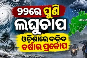 ବଙ୍ଗୋପସାଗରରେ ଆଉ ଏକ ଲଘୁଚାପ: ୨୨ ତାରିଖରୁ ରାଜ୍ୟରେ ବଢ଼ିବ ବର୍ଷାର ପରିମାଣ
