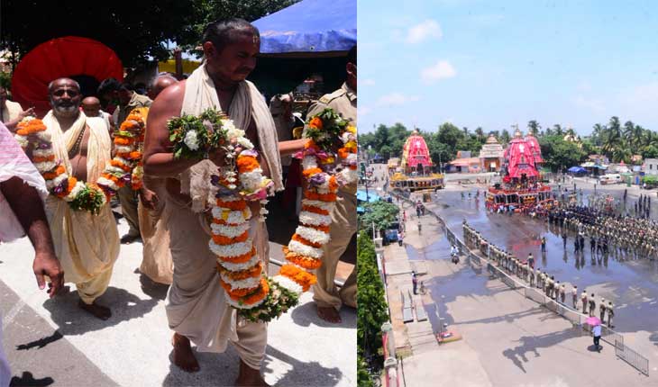 ତିନି ରଥରେ ଆଜ୍ଞାମାଳ ଲାଗି ପରେ ଦକ୍ଷିଣ ମୋଡ଼ ଆରମ୍ଭ