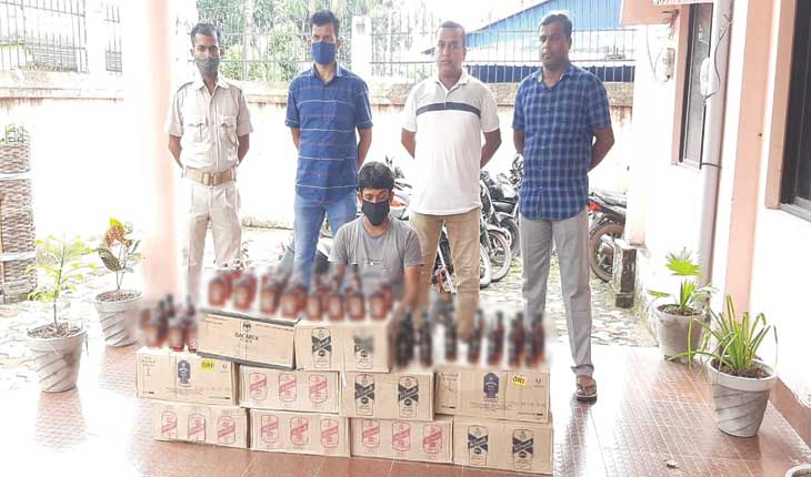 ବିପୁଳ ପରିମାଣର ବିଦେଶୀ ମଦ ଜବତ, ଜଣେ ଗିରଫ