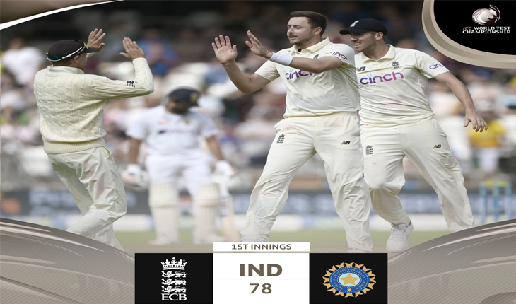 ଭାରତ- ଇଂଲଣ୍ଡ ତୃତୀୟ ଟେଷ୍ଟ: ପ୍ରଥମ ଇଂନିସରେ ମାତ୍ର ୭୮ ରନ୍ କରି ଭାରତ ଅଲ୍ ଆଉଟ୍