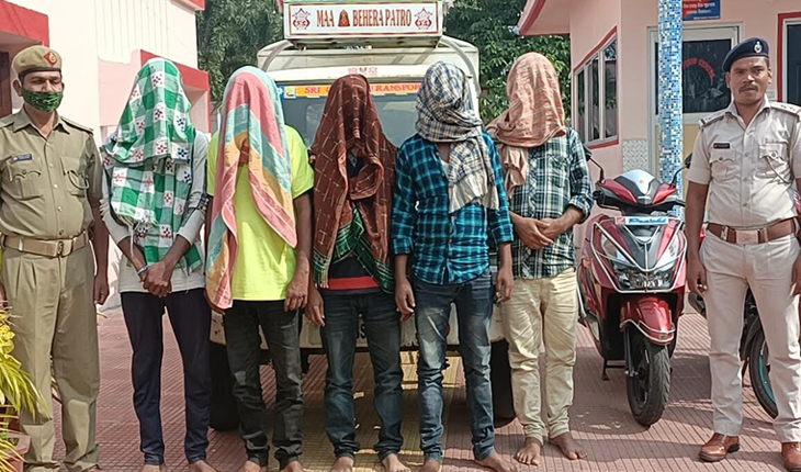 ଭାଙ୍ଗ ଭର୍ତ୍ତି ପିକ୍‍ଅପ୍‍ ଭ୍ୟାନ ଜବତ, ୫ ଗିରଫ