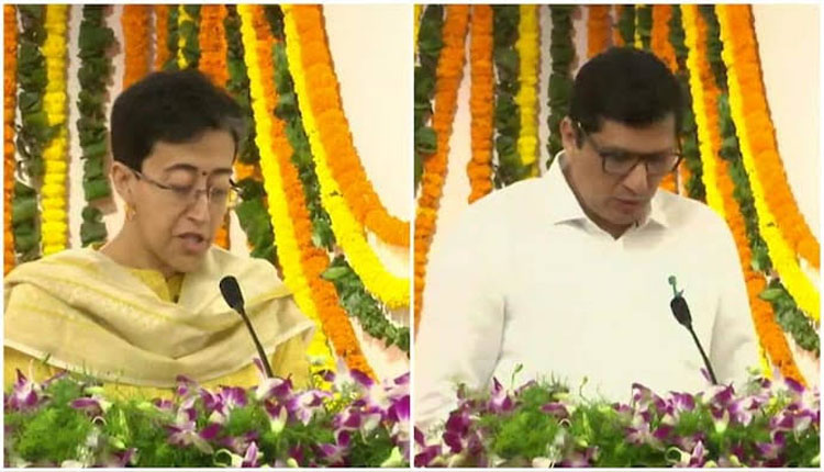 କେଜରିୱାଲଙ୍କ କ୍ୟାବିନେଟରେ ନୂଆ ମନ୍ତ୍ରୀ ଭାବେ ଶପଥ ନେଲେ ଆତିସୀ ମାର୍ଲେନା ଓ ସୌରଭ ଭରଦ୍ୱାଜ