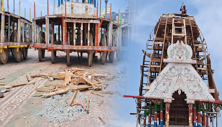 ପୁରୀରେ ଆରମ୍ଭ ହେଲା ରଥଭଙ୍ଗା କାମ, ପରମ୍ପରା ଅନୁସାରେ ପ୍ରଥମେ ଭଙ୍ଗାଗଲା ମା’ ସୁଭଦ୍ରାଙ୍କ ଦର୍ପଦଳନ ରଥ