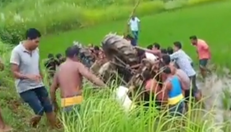 ଚାଷ କାମ କରୁଥିବାବେଳେ ଓଲଟି ପଡିଲା ଟ୍ରାକ୍ଟର, ଡ୍ରାଇଭର ସମେତ ୩ଜଣ ଗୁରୁତର
