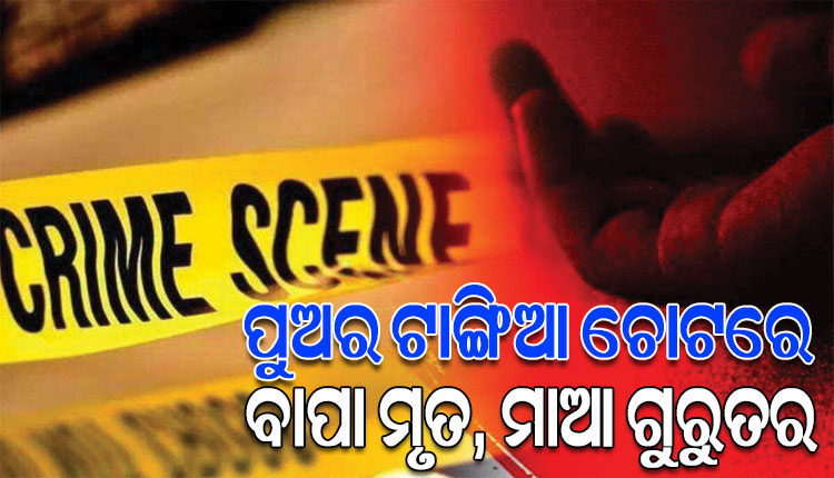 ନୃଶଂସ ପୁଅର ଟାଙ୍ଗିଆ ଚୋଟରେ ବାପା ମୃତ, ମାଆ ଗୁରୁତର