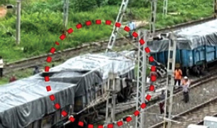 ଭୁବନେଶ୍ୱରରେ ଲାଇନଚ୍ୟୁତ ହେଲା ମାଲବାହୀ ଟ୍ରେନ୍