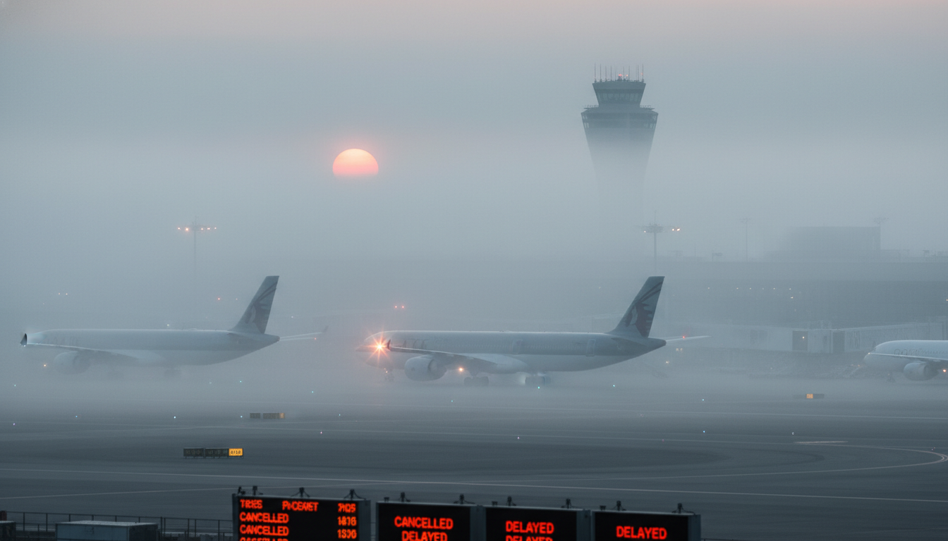 ଦିଲ୍ଲୀରେ ଘନ କୁହୁଡ଼ିର ଚାଦର: ୬୧ ବିମାନ ବାତିଲ୍, ୪୦୦ରୁ ଅଧିକ ବିଳମ୍ବିତ