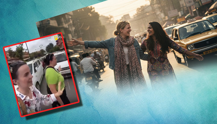 ଭାରତୀୟ ଷ୍ଟାଇଲରେ ରାସ୍ତା ପାର ହେଲେ ରୁଷୀୟ ଯୁବତୀ, ଭାଇରାଲ ହେଲା ଭିଡିଓ