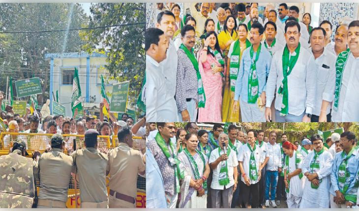 ଆର୍‌ଡିସି କାର୍ଯ୍ୟାଳୟ ଆଗରେ ବିଜେଡିର ଗର୍ଜନ: ‘ଚାଷ କଲେ ବିକ୍ରି ନାହିଁ, ପାଠ ପଢ଼ିଲେ ଚାକିରି ନାହିଁ’