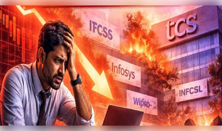 AI ସଙ୍କଟରେ କମ୍ପିଲା ସେୟାର ବଜାର: TCS ଓ Infosys ଧରାଶାୟୀ, ନିବେଶକଙ୍କ ବୁଡ଼ିଲା ଲକ୍ଷେ କୋଟିରୁ ଅଧିକ ଟଙ୍କା