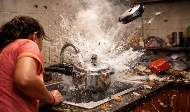 ଟ୍ୟାପ୍ ତଳେ ଗରମ ପ୍ରେସର କୁକର ରଖୁଛନ୍ତି କି? ସାବଧାନ! ହୋଇପାରେ ବଡ଼ ବିପଦ, ଦେଖନ୍ତୁ ଭିଡ଼ିଓ