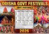 Odisha Govt Festivals, Public Holidays 2026