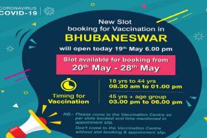 ରାଜଧାନୀରେ ୧୮ରୁ ୪୪ ବର୍ଷର ବ୍ୟକ୍ତିଙ୍କ ପାଇଁ ଆଜିଠାରୁ ପୁଣି ସ୍ଲଟ ବୁକିଂ