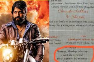 ‘କେଜିଏଫ୍-୨’ କ୍ରେଜ୍‌ : ବାହାଘର କାର୍ଡରେ ଫିଲ୍ମର ସଂଳାପ