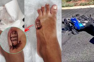 'ଦୁନିଆର ସବୁଠୁ ଦୁଃଖଦ ଟାଟୁ': କଟା ଆଙ୍ଗୁଠି ପାଇଁ ପାଦରେ ତିଆରି କଲେ ସମାଧି, ଭାଇରାଲ ହେଉଛି ଫଟୋ