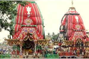 ପୁରୀ ରଥଯାତ୍ରା: ଗୁଣ୍ଡିଚା ମନ୍ଦିର ନିକଟ ଶରଧାବାଲିରେ ପହଞ୍ଚିଲା ତାଳଧ୍ୱଜ ଓ ଦର୍ପଦଳନ ରଥ