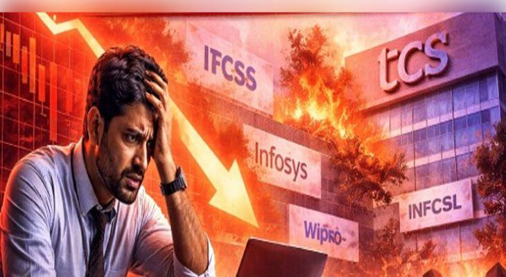 AI ସଙ୍କଟରେ କମ୍ପିଲା ସେୟାର ବଜାର: TCS ଓ Infosys ଧରାଶାୟୀ, ନିବେଶକଙ୍କ ବୁଡ଼ିଲା ଲକ୍ଷେ କୋଟିରୁ ଅଧିକ ଟଙ୍କା